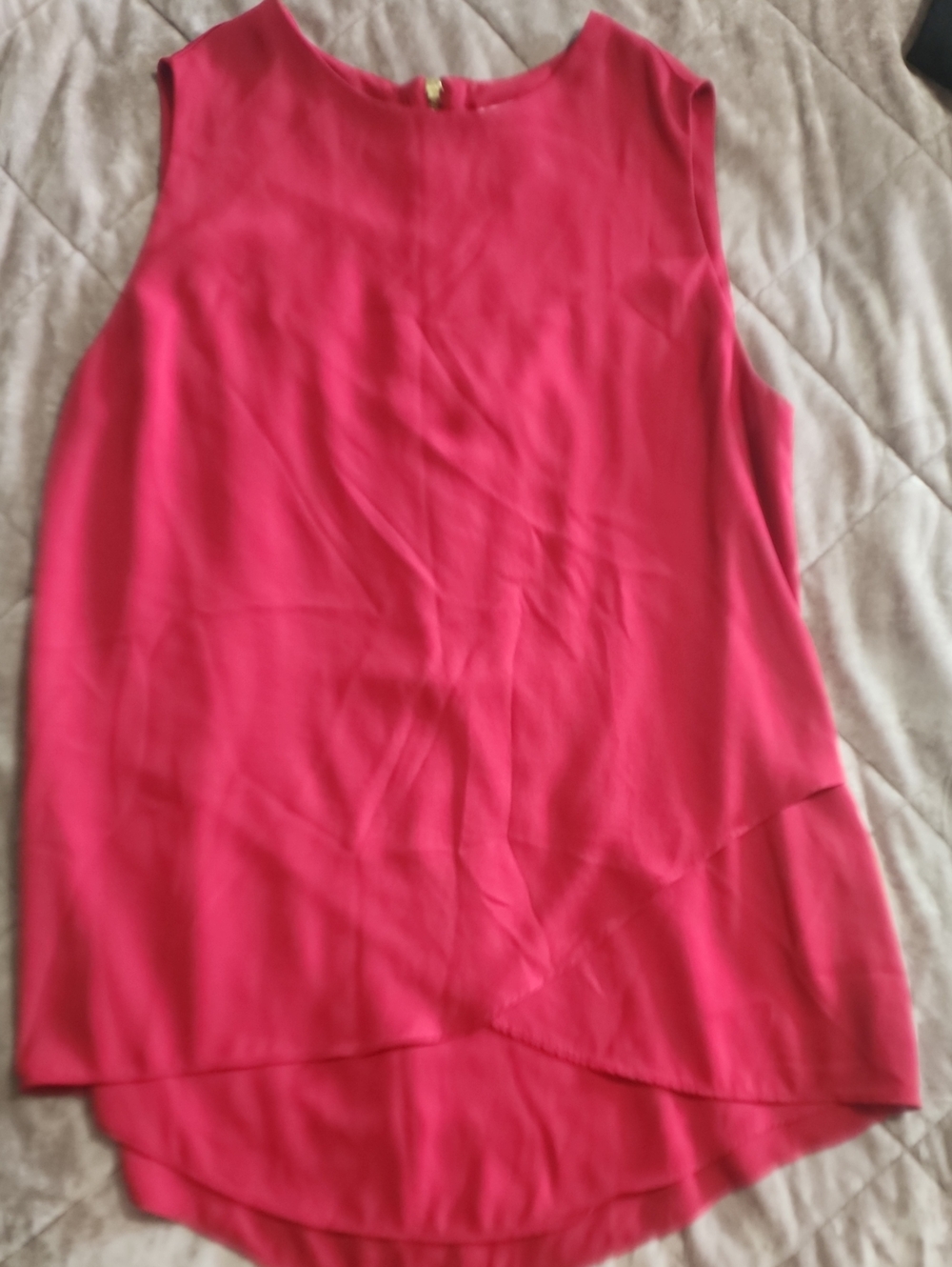 Chico's Red Sleeveless Layered-Hem Blouse